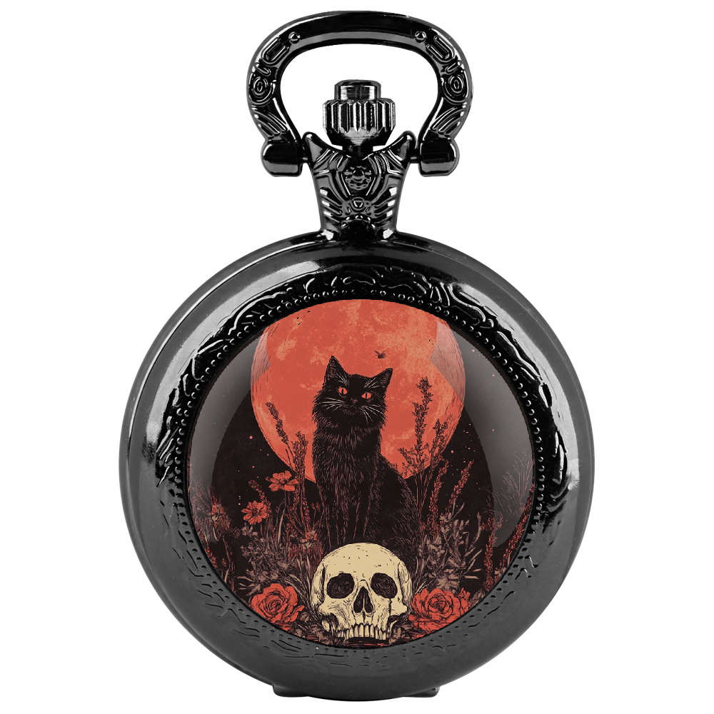 Jewelry Watches For Kids - Black Cat Gazing Glass Dome Quartz