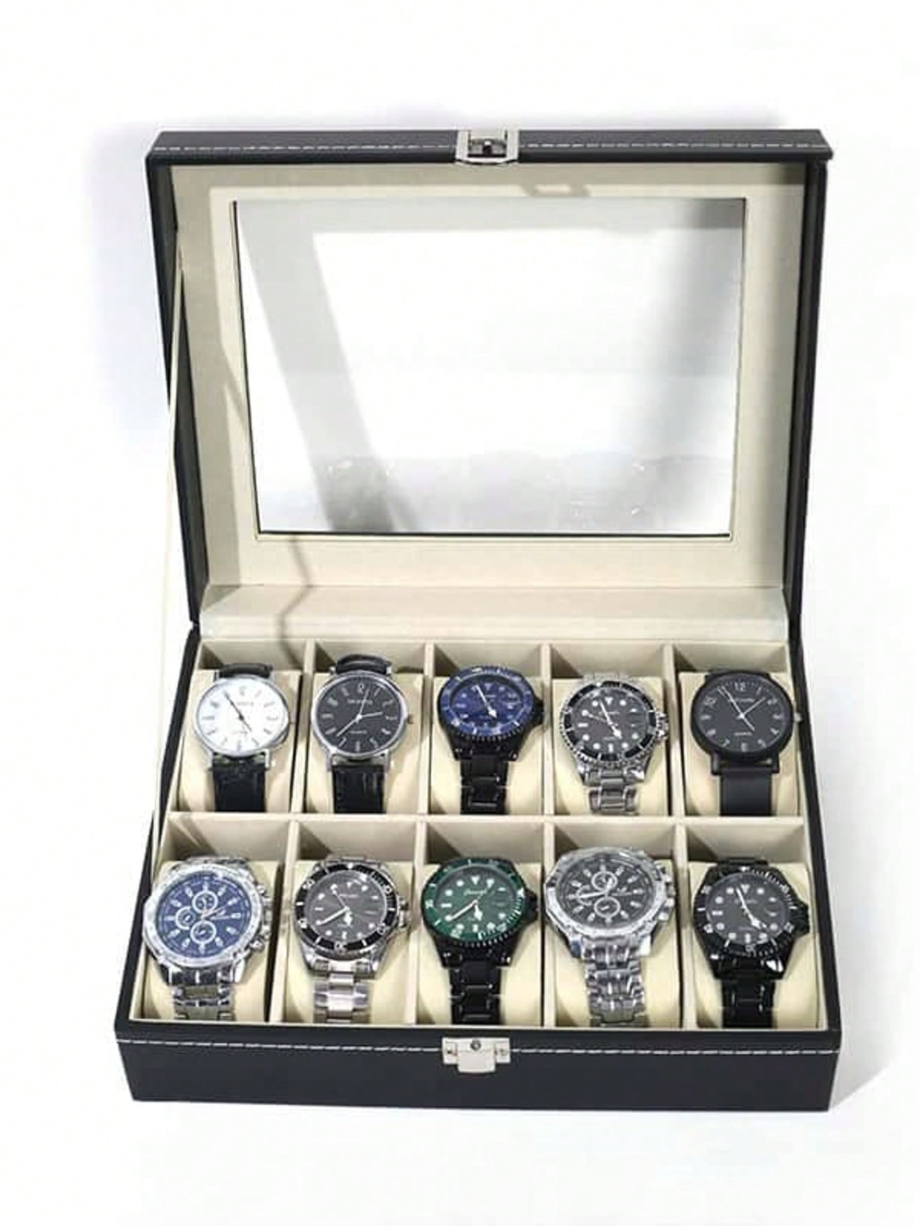 Jewelry Style Watches - Leather Watch Box with Lock, Large