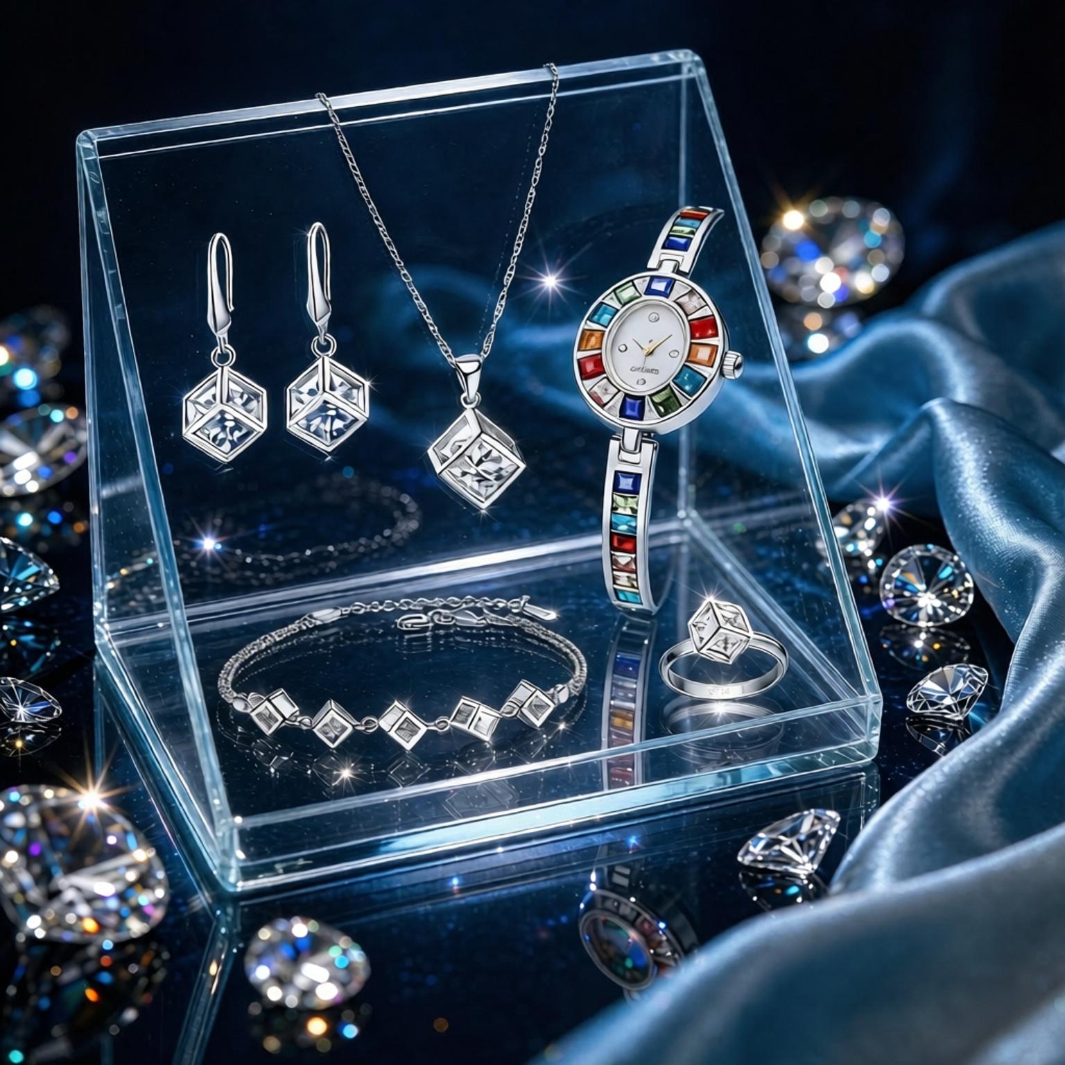 Best Jewelry Watches For Women - Luxury 925 Sterling Silver Geometry Crystal