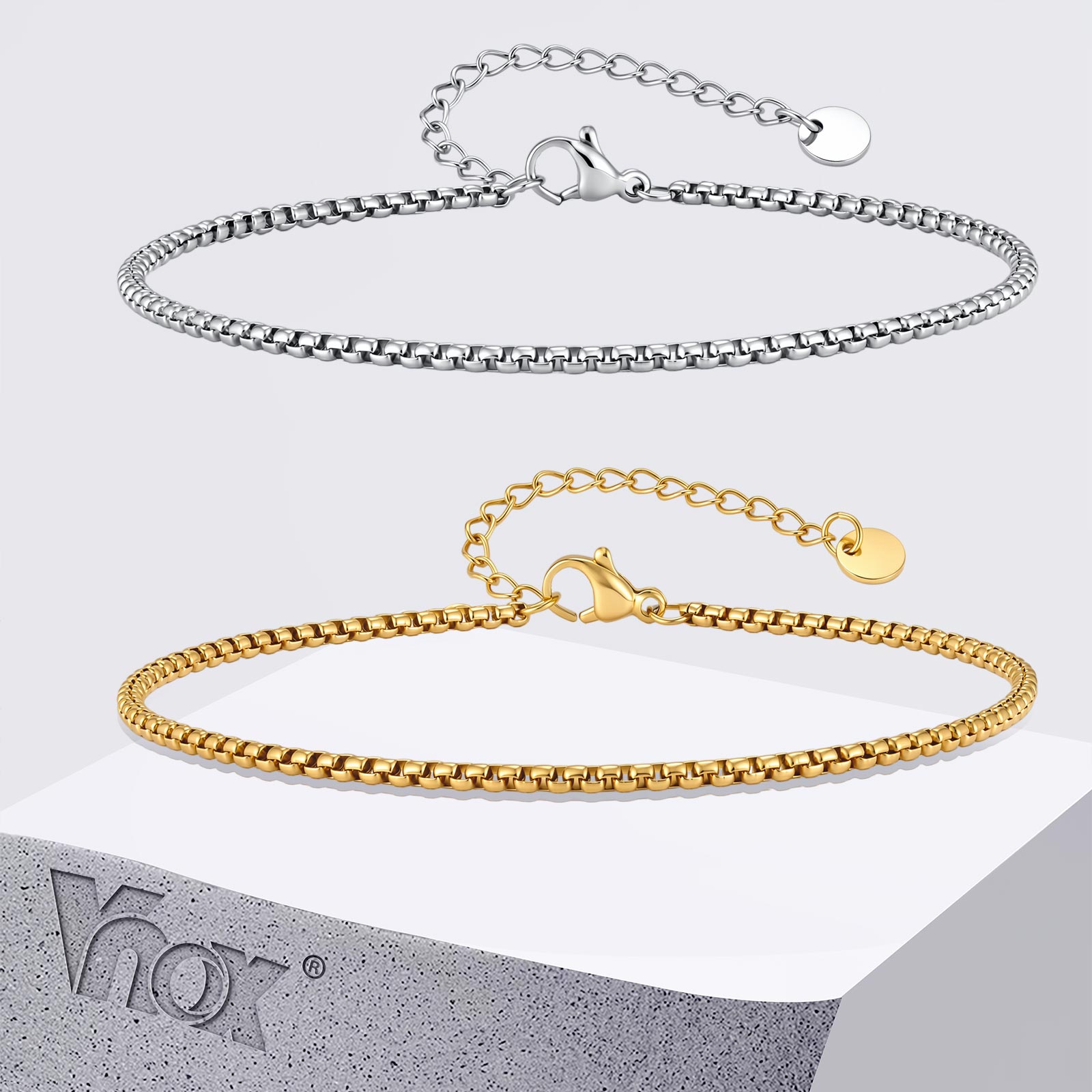 Vnox Stainless Steel Box Chain - Jc Jewelry & Watches ulasan dan harga