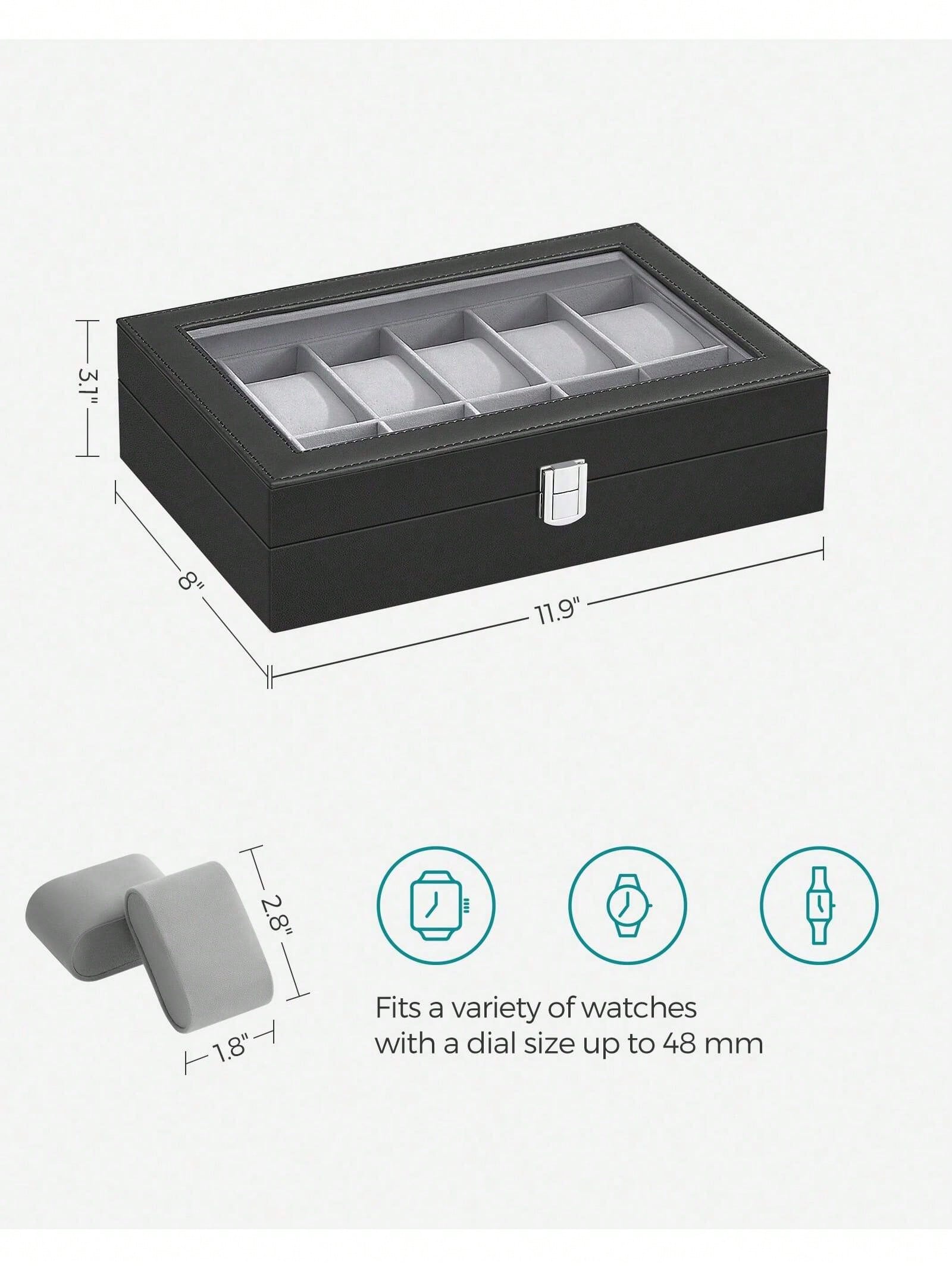 12-Slot Lockable Watch Box wit - Jewelry Box Watches Bracelets ulasan dan harga