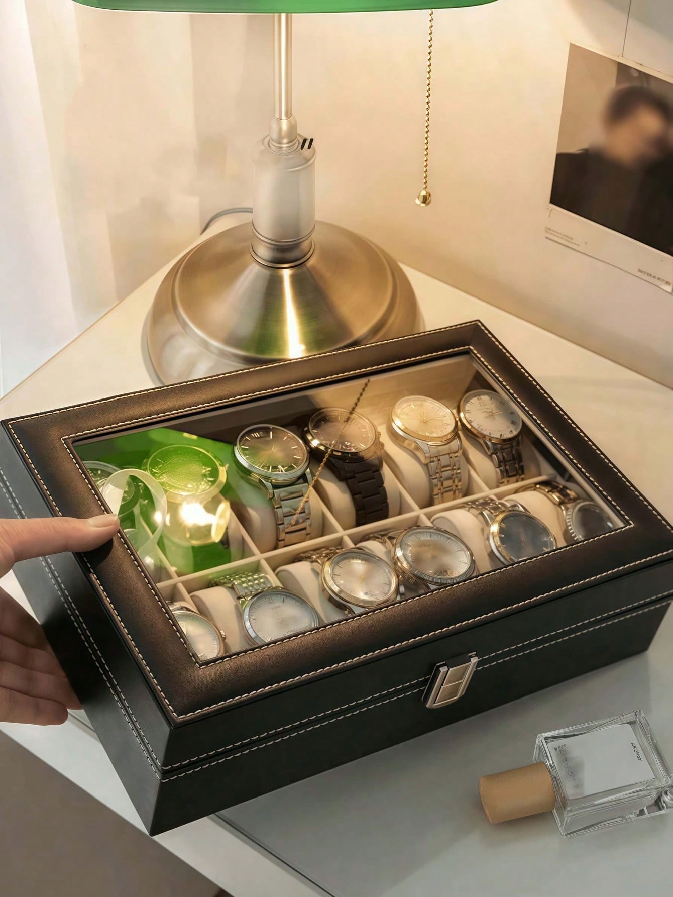 Leather Watch Box with Lock, L - Jewelry Style Watches ulasan dan harga