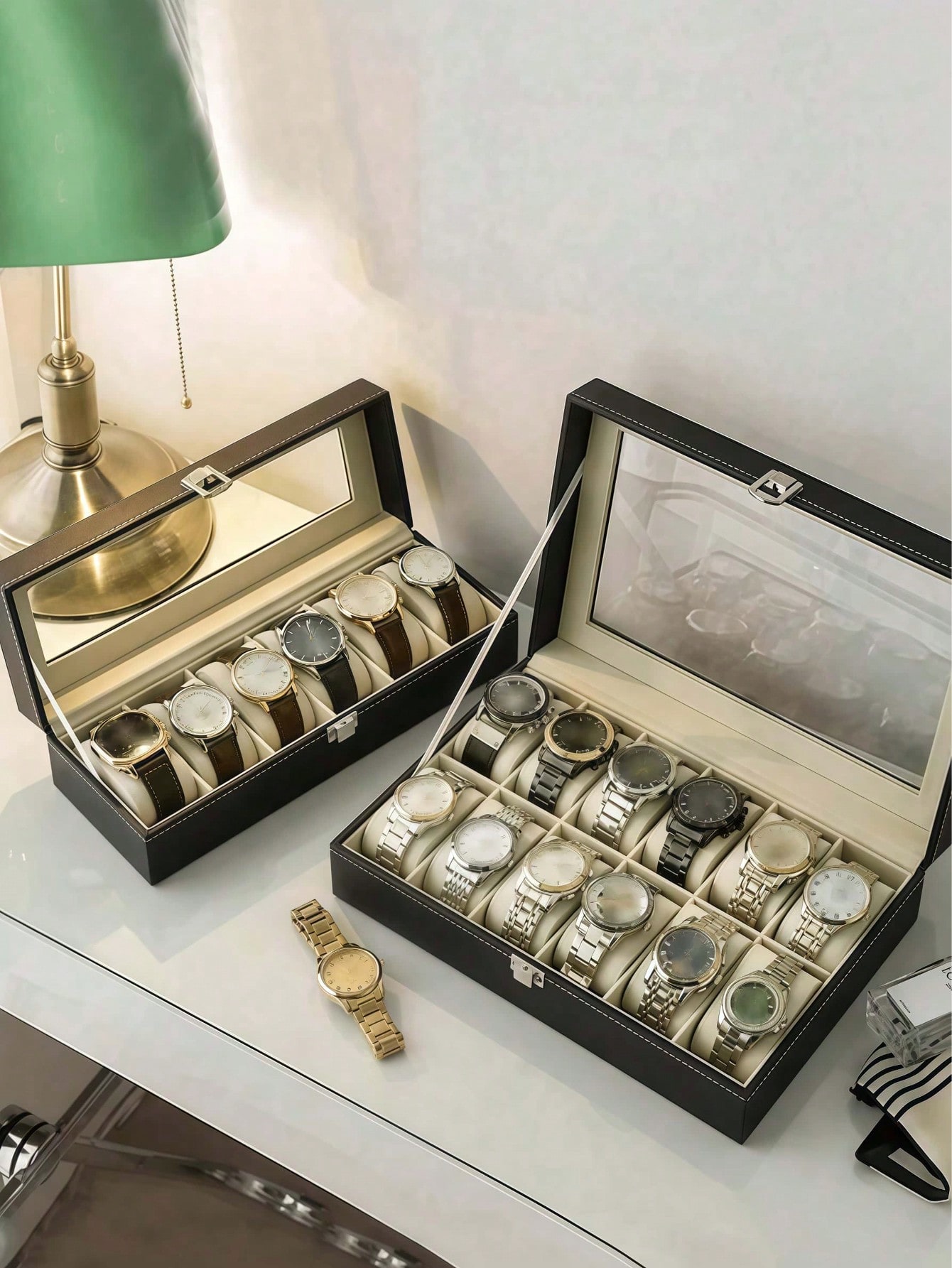 Leather Watch Box with Lock, L - Jewelry Style Watches ulasan dan harga