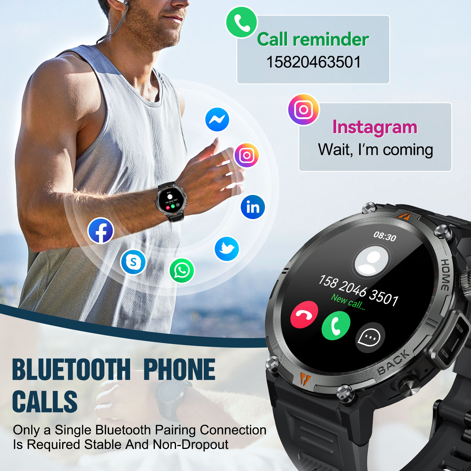 EIGIIS KE3 Bluetooth Call Smar - Italian Jewelry Watches ulasan dan harga