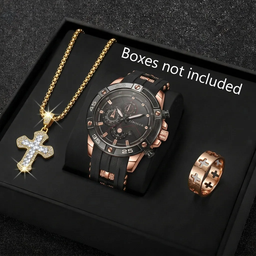3PCS Fashion Male Sports Watch - Jewelry Box Watches Bracelets ulasan dan harga