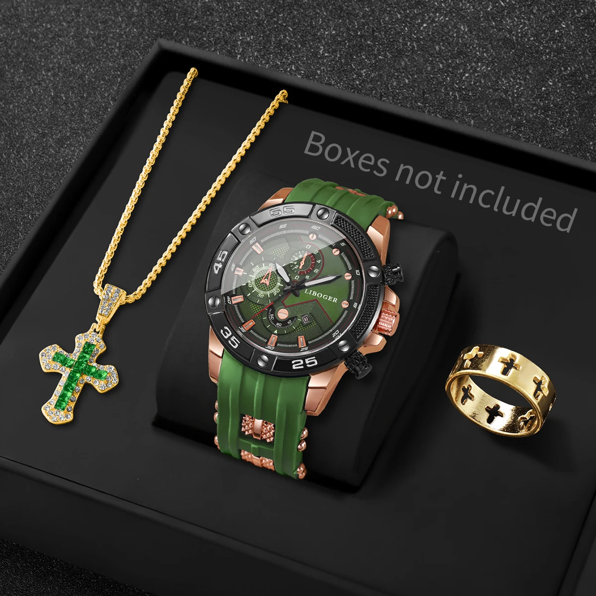 3PCS Fashion Male Sports Watch - Jewelry Box Watches Bracelets ulasan dan harga