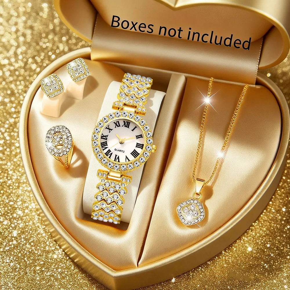2026 5pcs Elegant Rhinestone W - Jewelry Box Watches Bracelets ulasan dan harga
