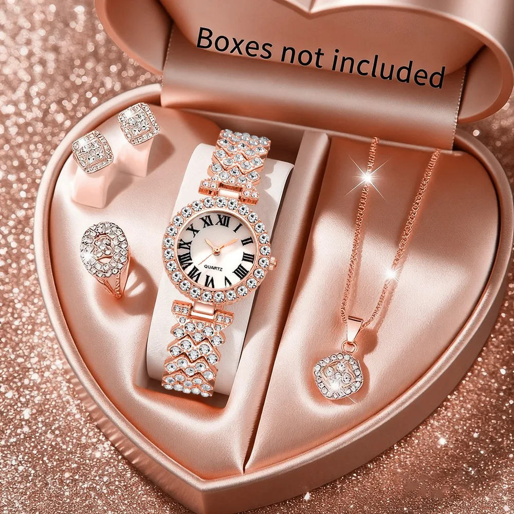 2026 5pcs Elegant Rhinestone W - Jewelry Box Watches Bracelets ulasan dan harga