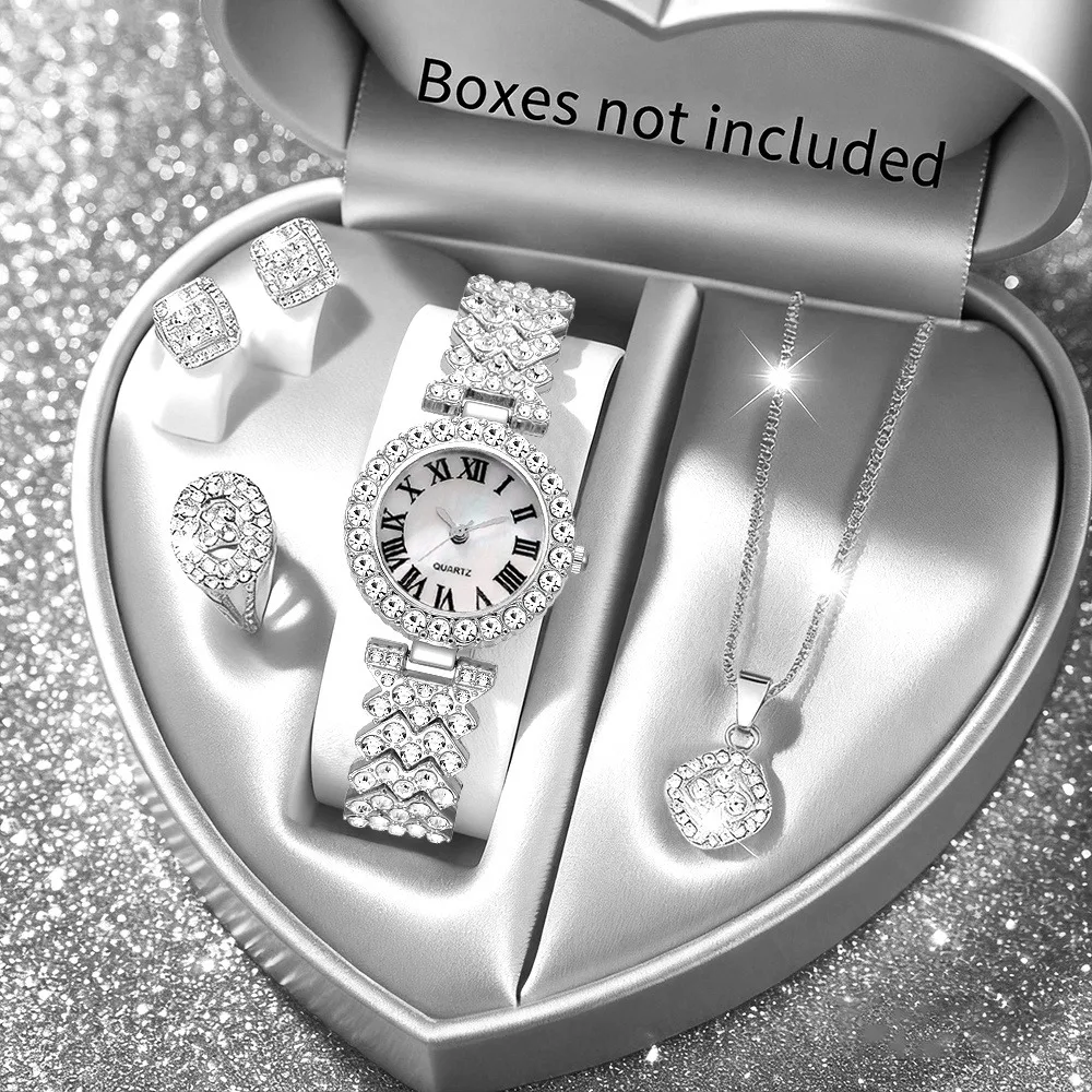2026 5pcs Elegant Rhinestone W - Jewelry Box Watches Bracelets ulasan dan harga